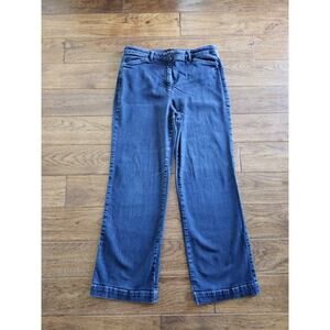 Talbots Wide Leg Flare Chino Denim Jeans Women's Size 14 Stretch Pockets